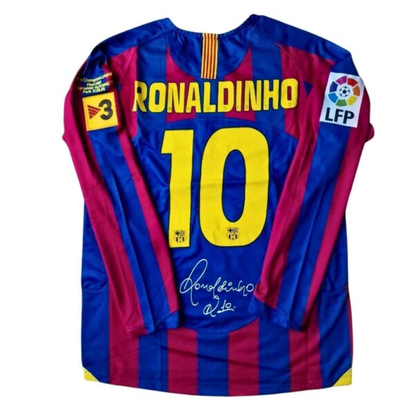 Ronaldinho Gaucho Barcelona 2006 Paris Final Barça vs Arsenal Retro Long Sleeve Football Jersey Camiseta