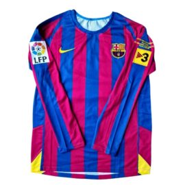 Ronaldinho Gaucho Barcelona 2006 Retro Shirt #10 Number Home Kit – Paris Final Barça vs Arsenal Retro Long Sleeve Football Jersey Camiseta