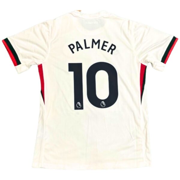 Cole Palmer Chelsea 2026 White Away Jersey back view showing name and number, red & black gradient details, official Maillot and Trikot
