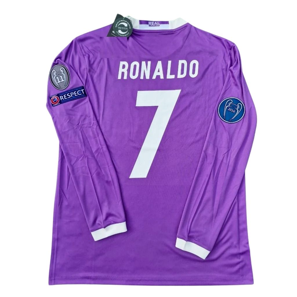 Cristiano Ronaldo #7 2017 UCL Final Jersey – Real Madrid Champions League Retro Long Sleeve Football Kit