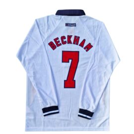 David Beckham 1998 England Jersey #7 Retro Long-Sleeve World Cup Shirt