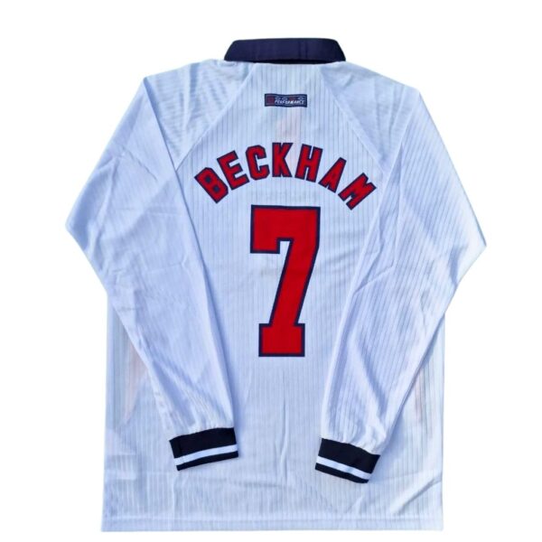 David Beckham 1998 England Jersey #7 Retro Long-Sleeve World Cup Shirt