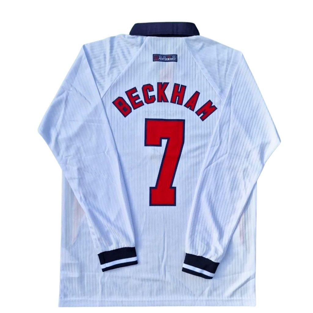 David Beckham 1998 England Jersey #7 Retro Long-Sleeve World Cup Shirt