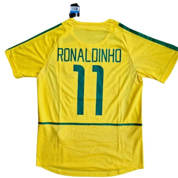 Ronaldinho 2002 Brazil World Cup Classic Retro Jersey #11 – Yellow/Green Colour