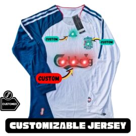 Fernando Torres Liverpool 2007 Retro Jersey #9 Number – Customizable Classic White & Blue Long Sleeve Kit