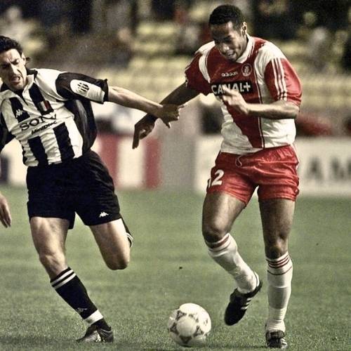 Thierry Henry with Monaco Football Club Jersey First Debut Team in the Pitch